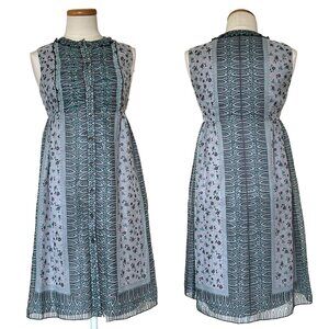 Anna Sui for Anthropologie Teal Elfine Silk Dress, Size 4